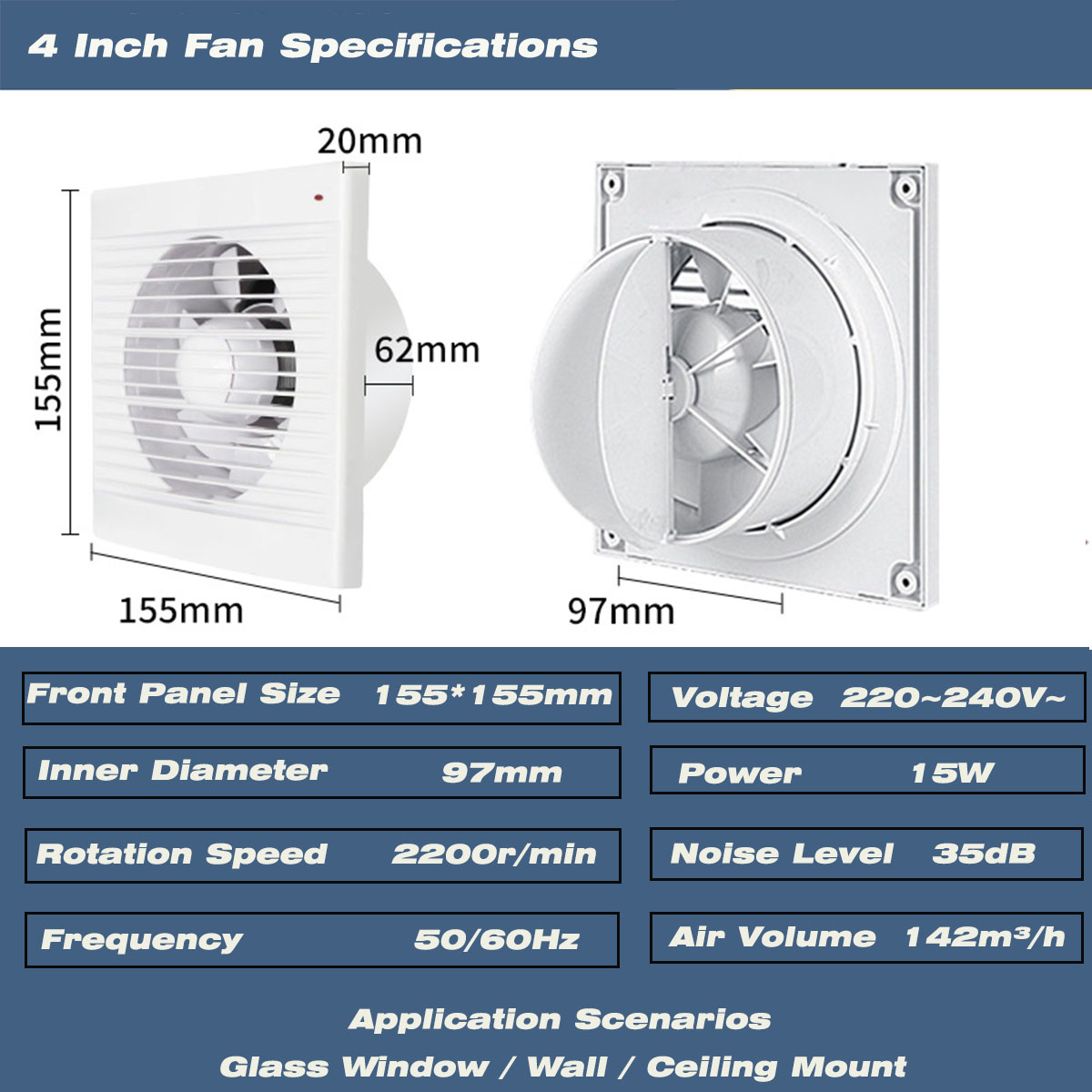4 Inch Silent Window Mount Exh - Commercial Kitchen Exhaust review and price
